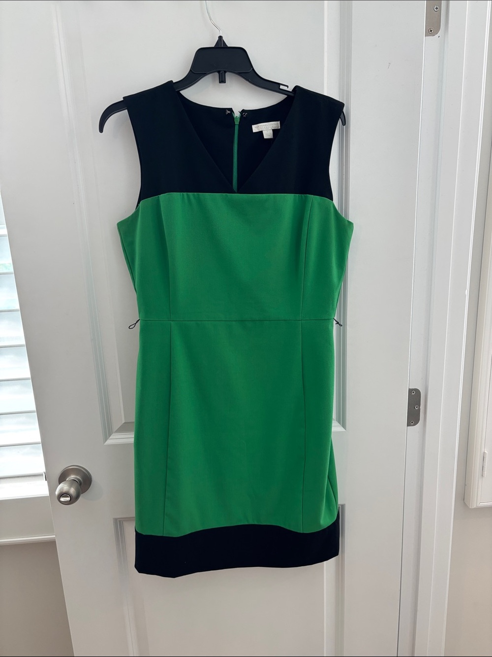 New York & Company Green and Black Colorblock Sheath Dress